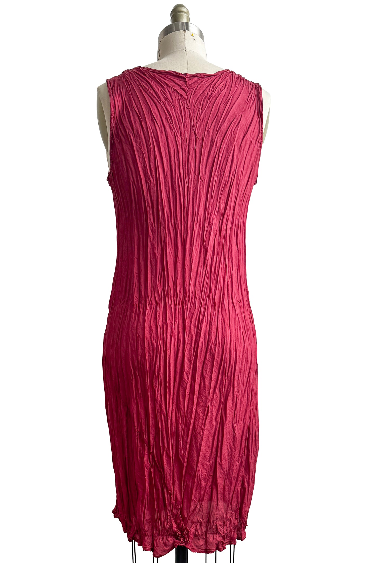 Crinkle Tank Dress | Habotai Silk | Soft Cranberry