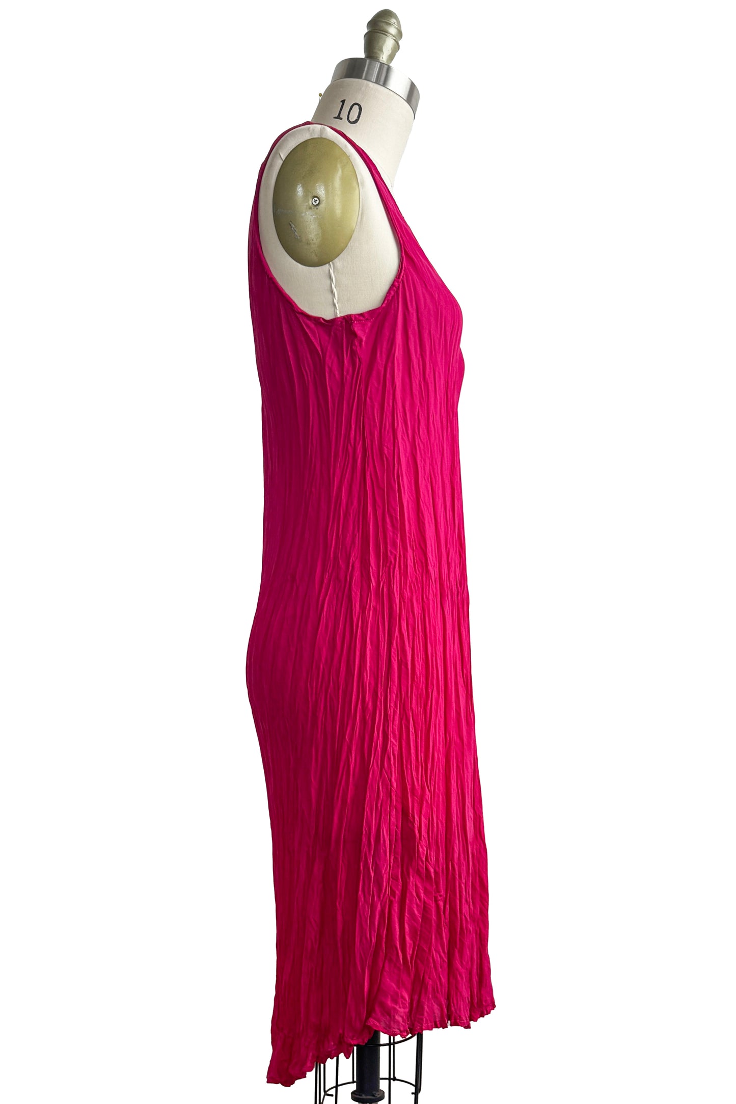 Crinkle Tank Dress | Habotai Silk | Fuchsia
