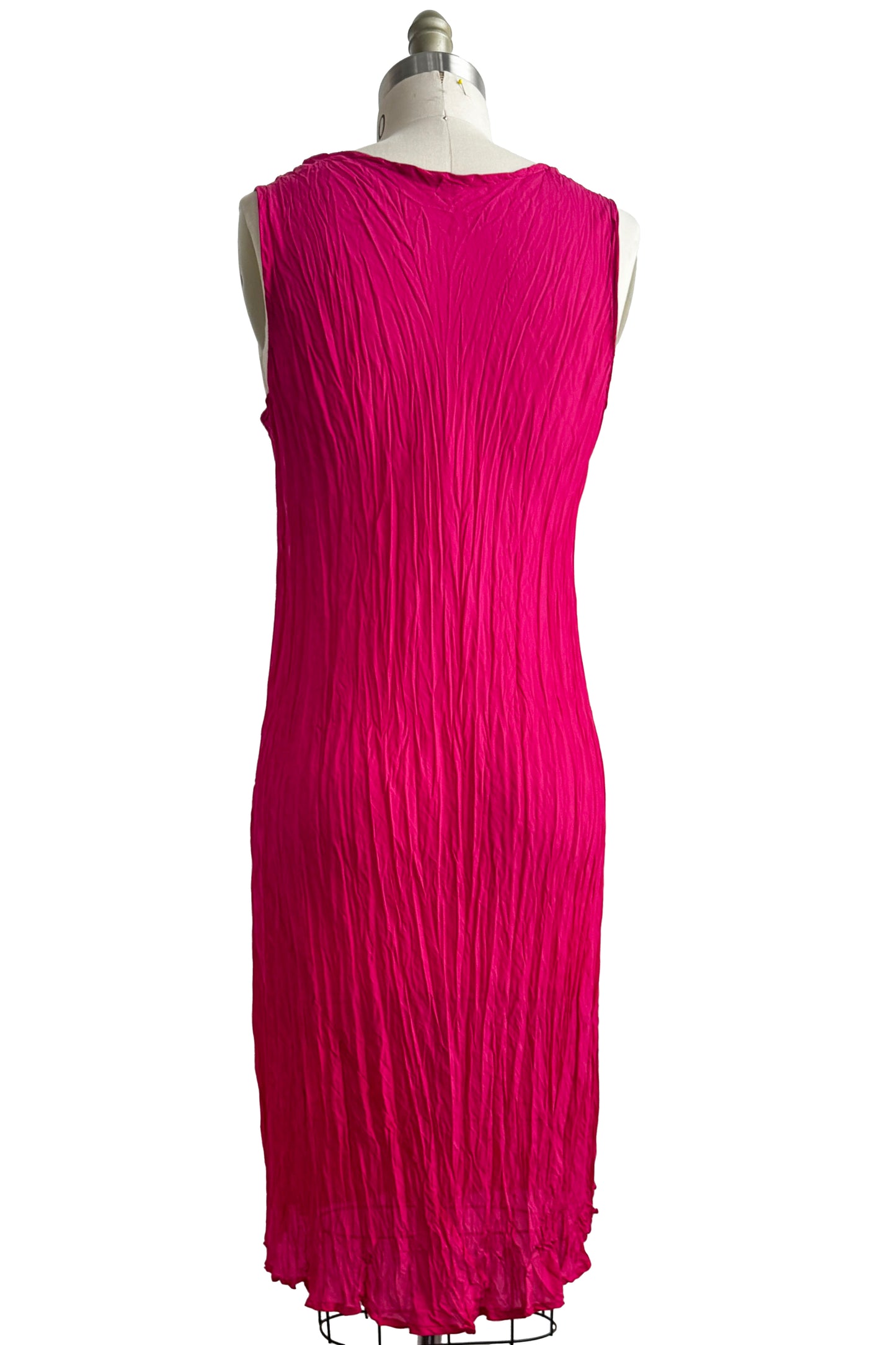 Crinkle Tank Dress | Habotai Silk | Fuchsia