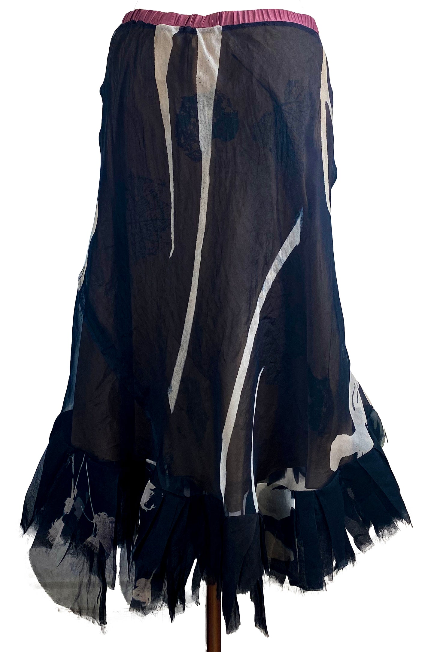 Toulouse Reversable Skirt | Silk Organza & Silk Taffeta | Tulip & Leaf Print | Black & Gold | Small