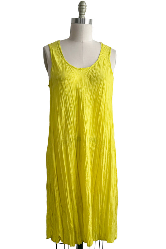 Crinkle Tank Dress | Habotai Silk | Yellow
