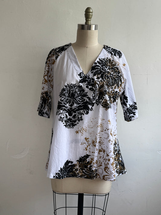 Tempest Top | Cotton | Wallpaper Print | White, Black, & Copper