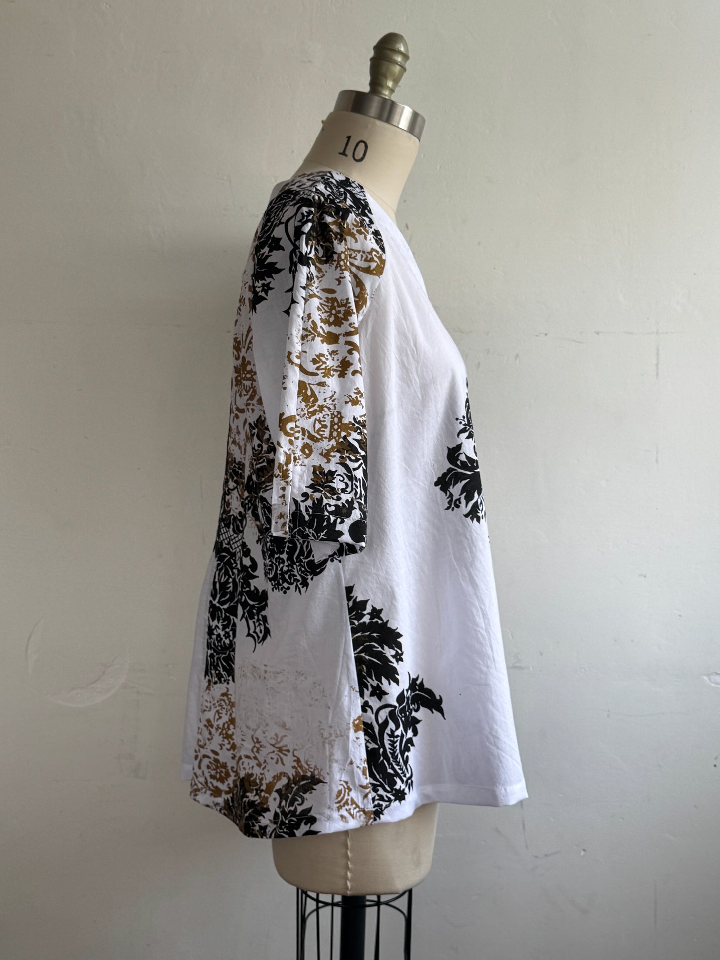 Tempest Top | Cotton | Wallpaper Print | White, Black, & Copper