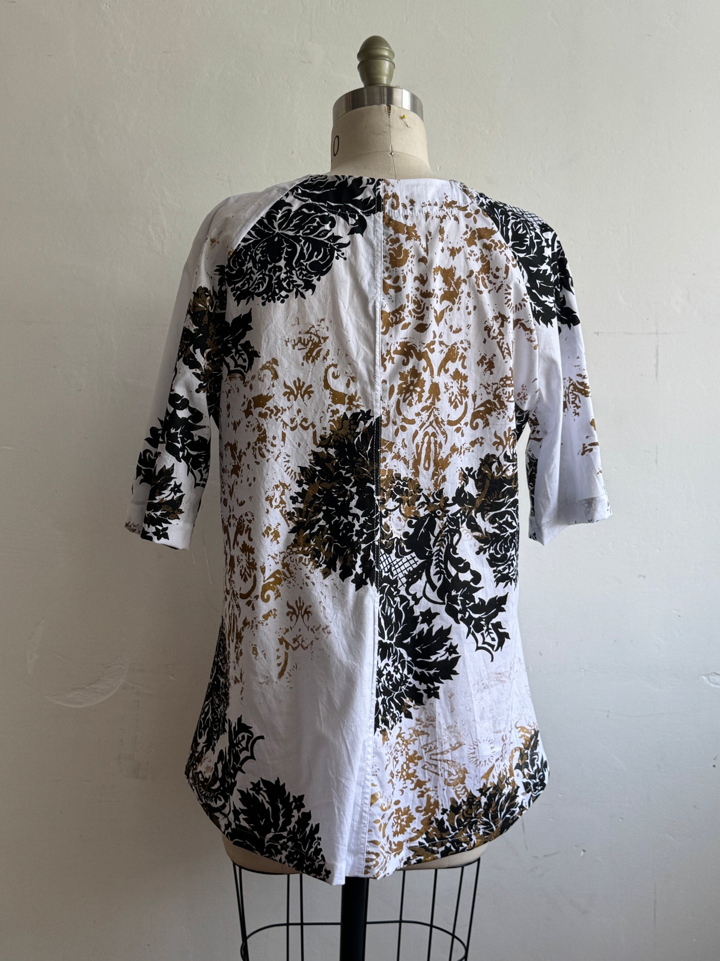 Tempest Top | Cotton | Wallpaper Print | White, Black, & Copper