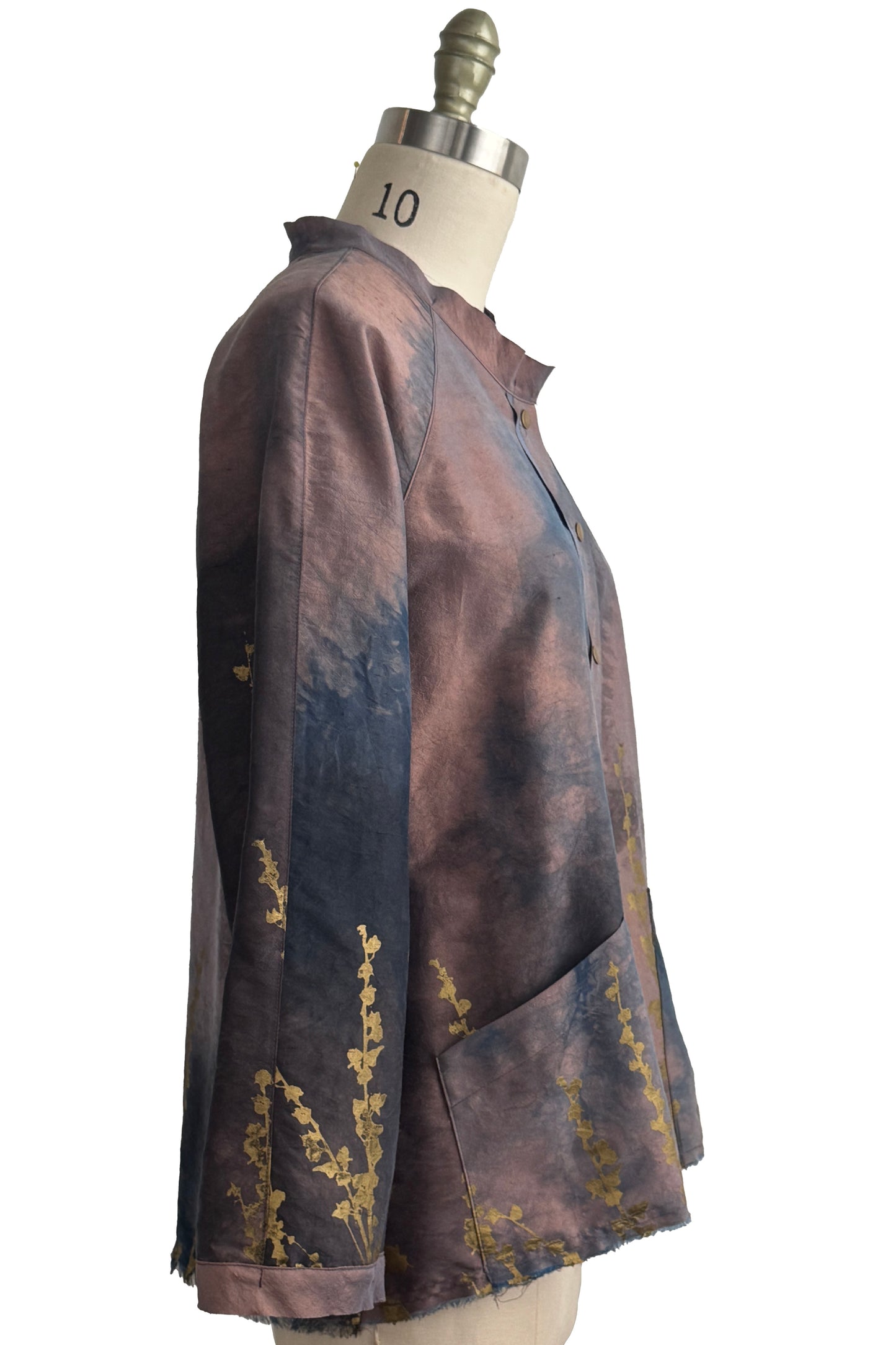 Ariel Jacket | Dupioni Silk | Moody Dye w/ Hollyhock Print | Copper & Black | Medium