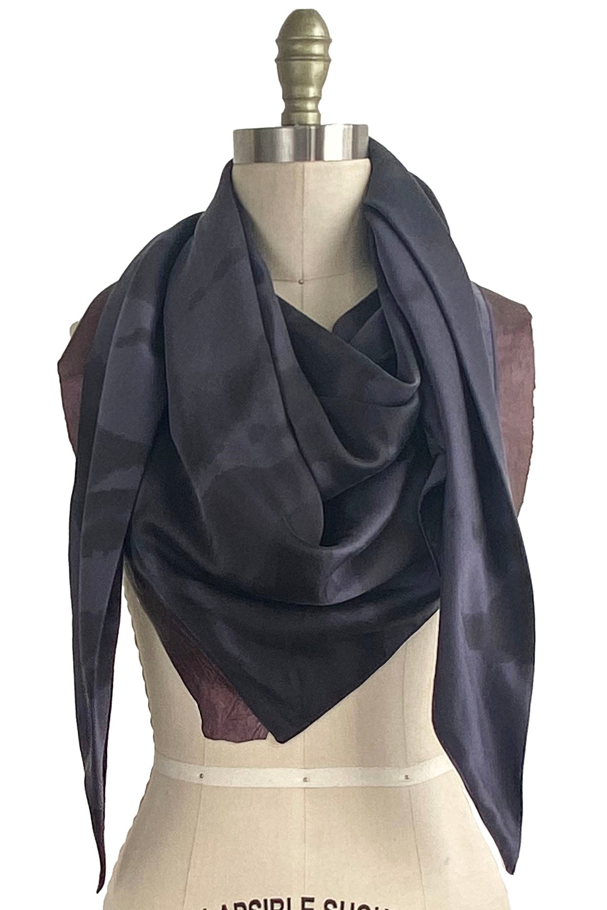 Triangle Shawl w/ Leather Trim, Spray Dye - Purple & Burgundy