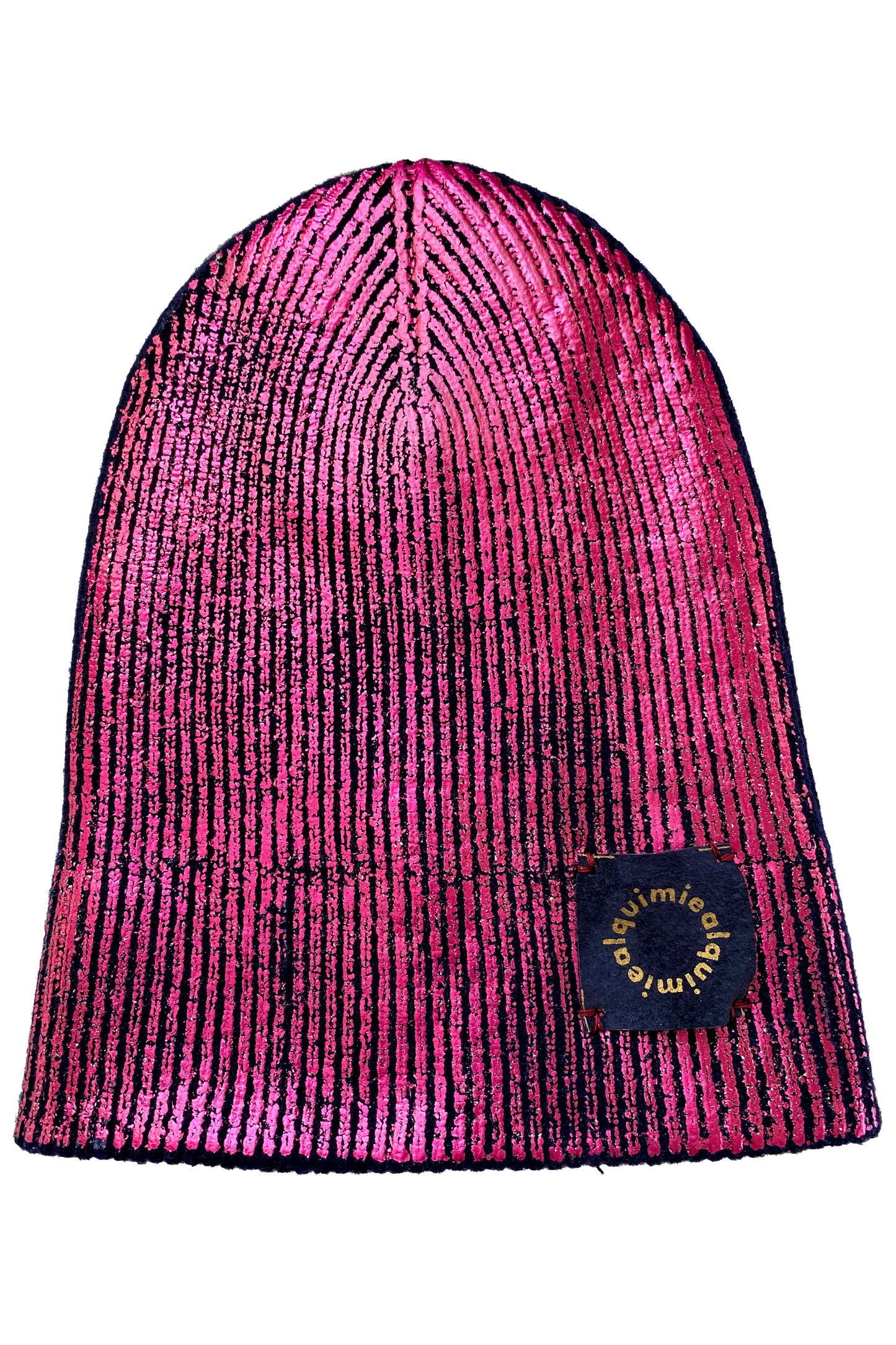 KB x Alquimie Studio Cashmere Beanie w/ Foil Print - Navy & Pink