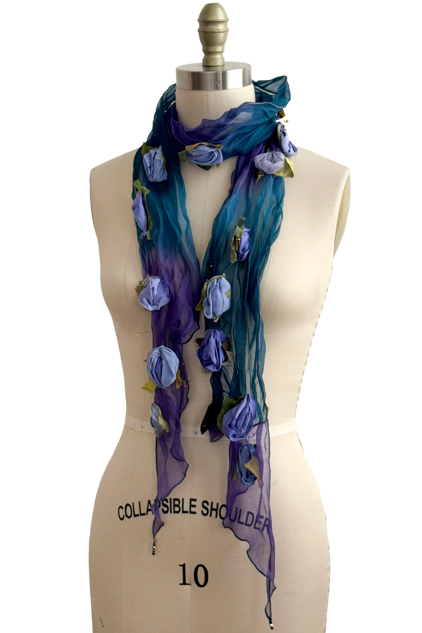 Organza Flower Scarf | Purple & Dark Teal