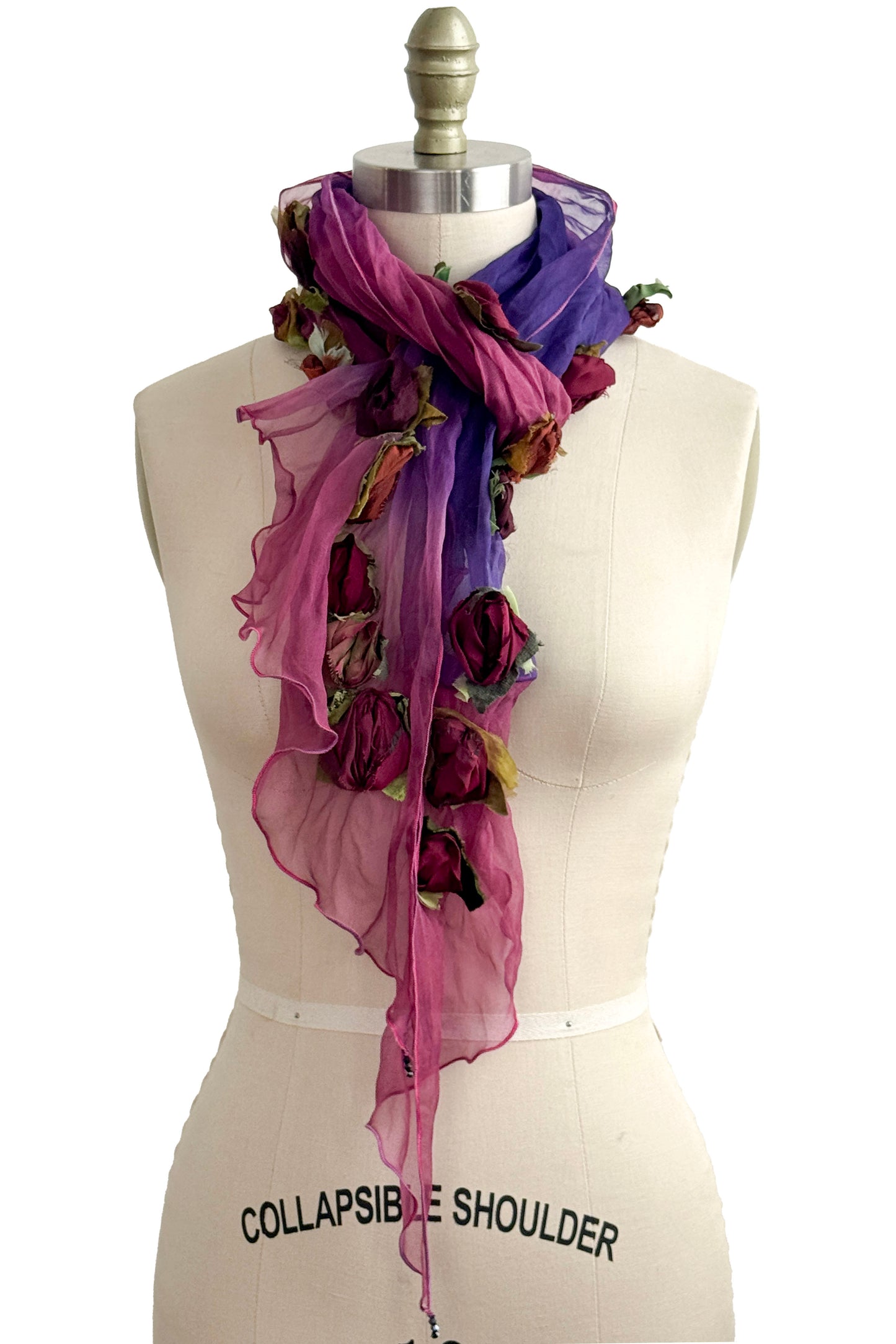 Organza Flower Scarf XL | Dark Magenta & Purple