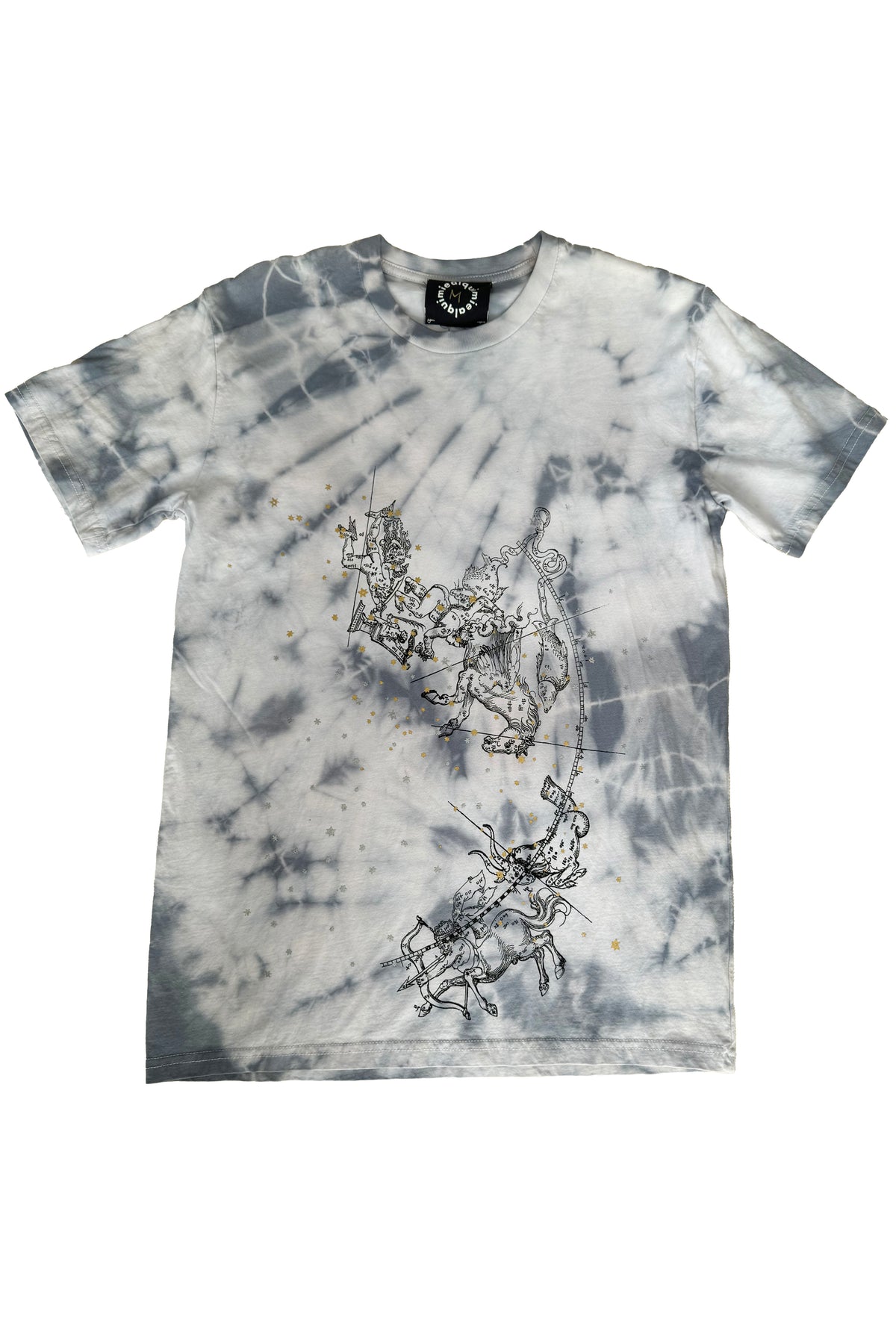KB x Alquimie Studio T-Shirt | Organic Cotton | Celestial Print & Tie Dye | White & Grey | Medium
