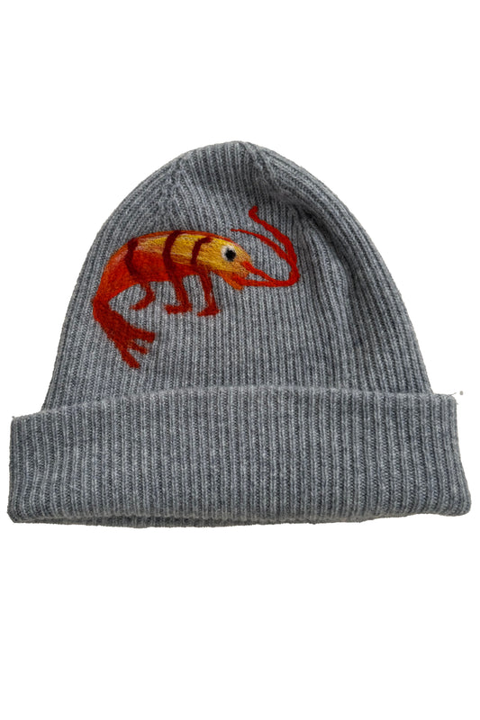 KB x Alquimie Studio Cashmere Felted Beanie w/ Crawfish - Grey & Orange