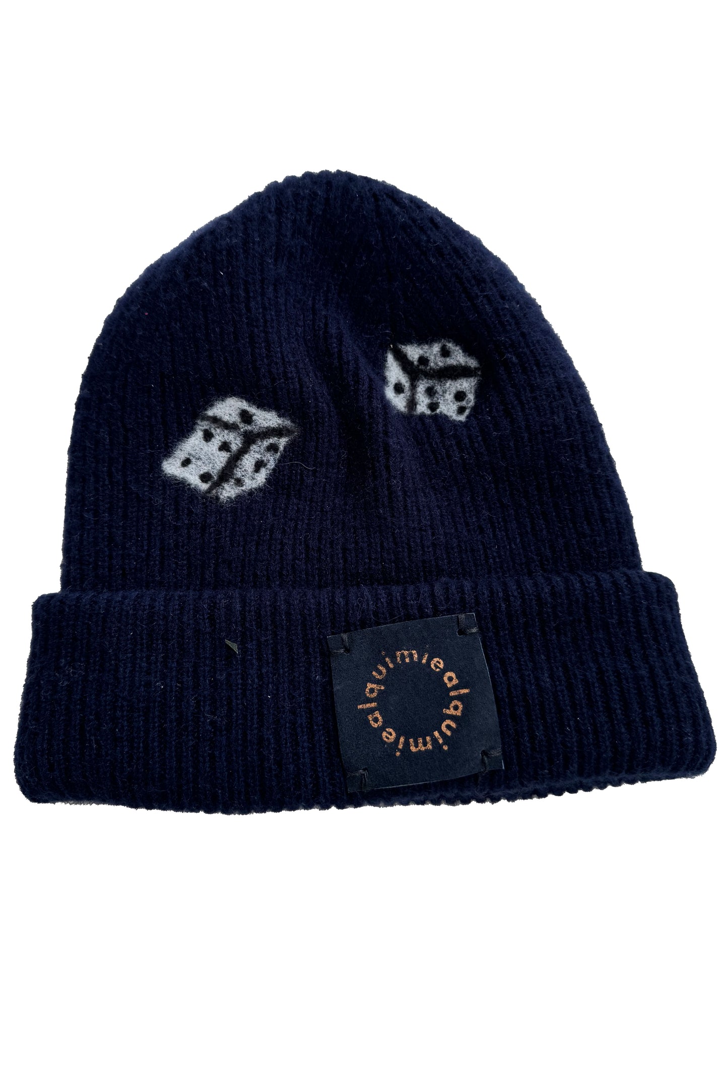 KB x Alquimie Studio Cashmere Felted Beanie w/ Dice - Navy