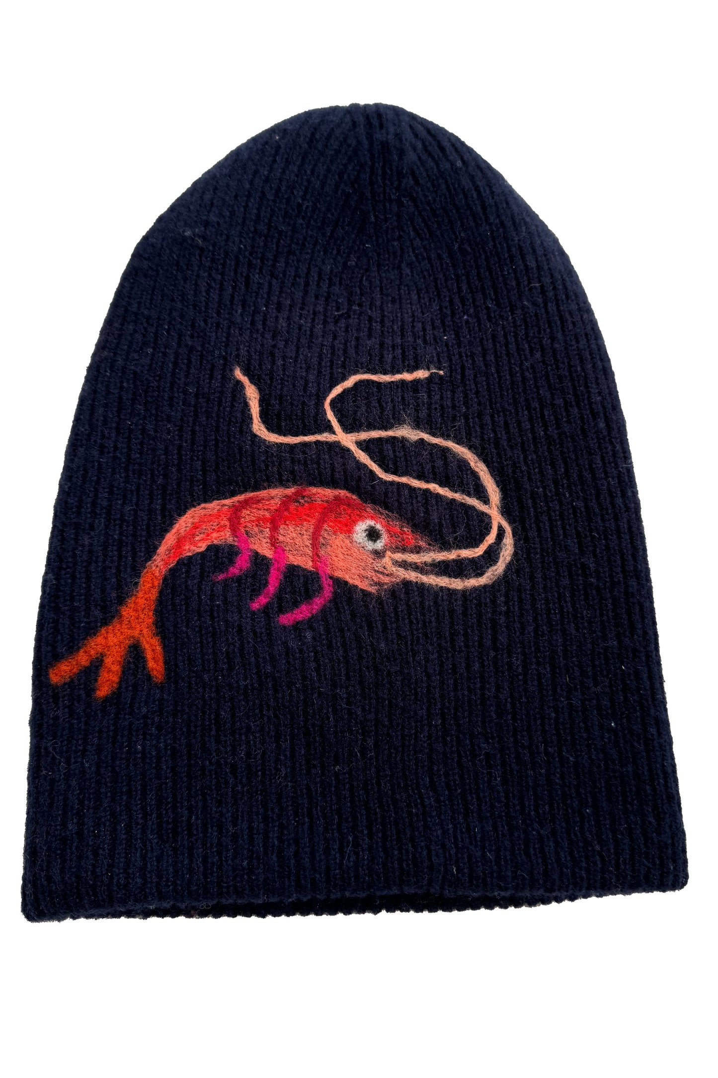 KB x Alquimie Studio Cashmere Felted Beanie w/ Crawfish - Navy & Orange