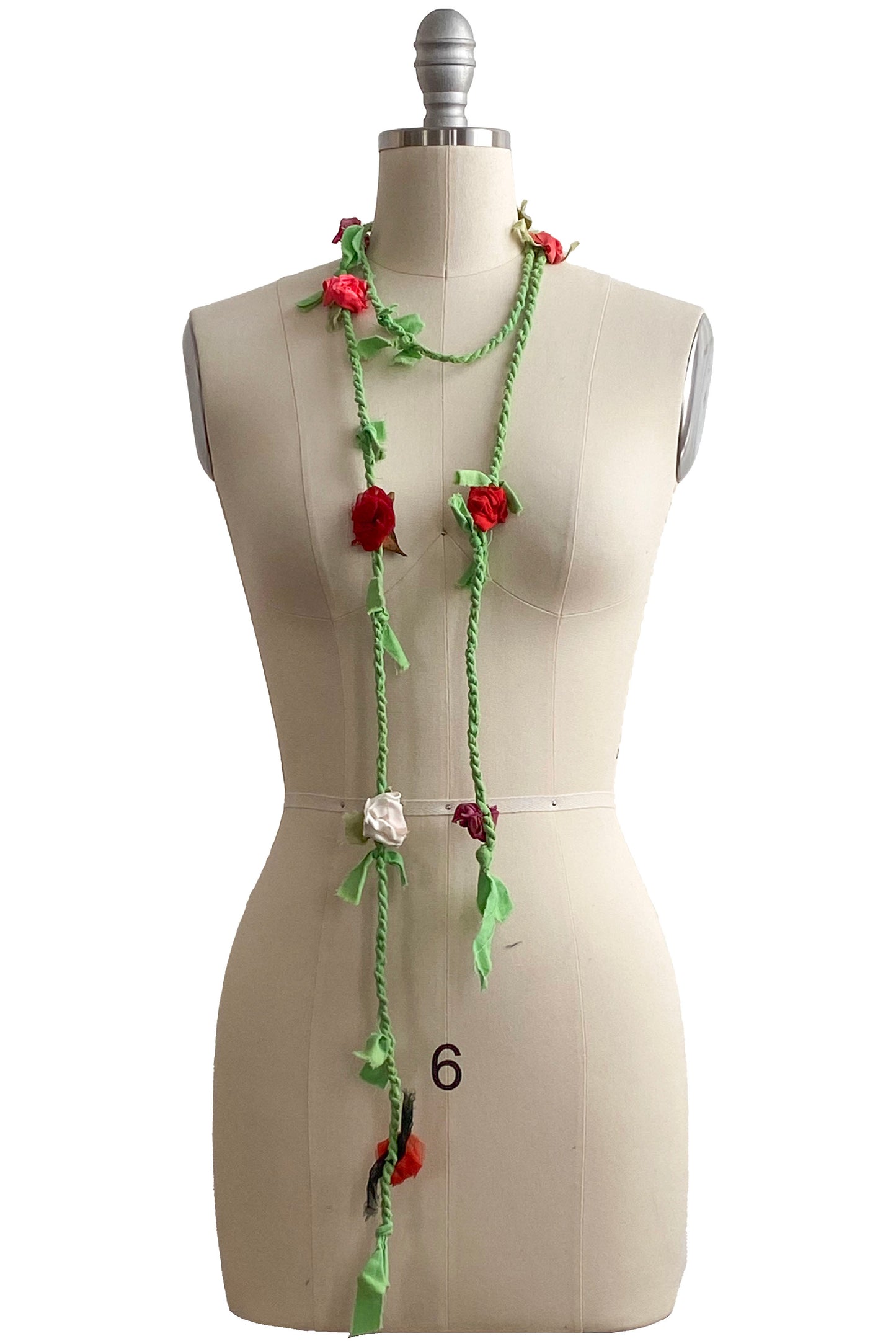 Hand Twisted Rope Flower Lariat | Reclaimed Silk | Red, Pink, Purple, White