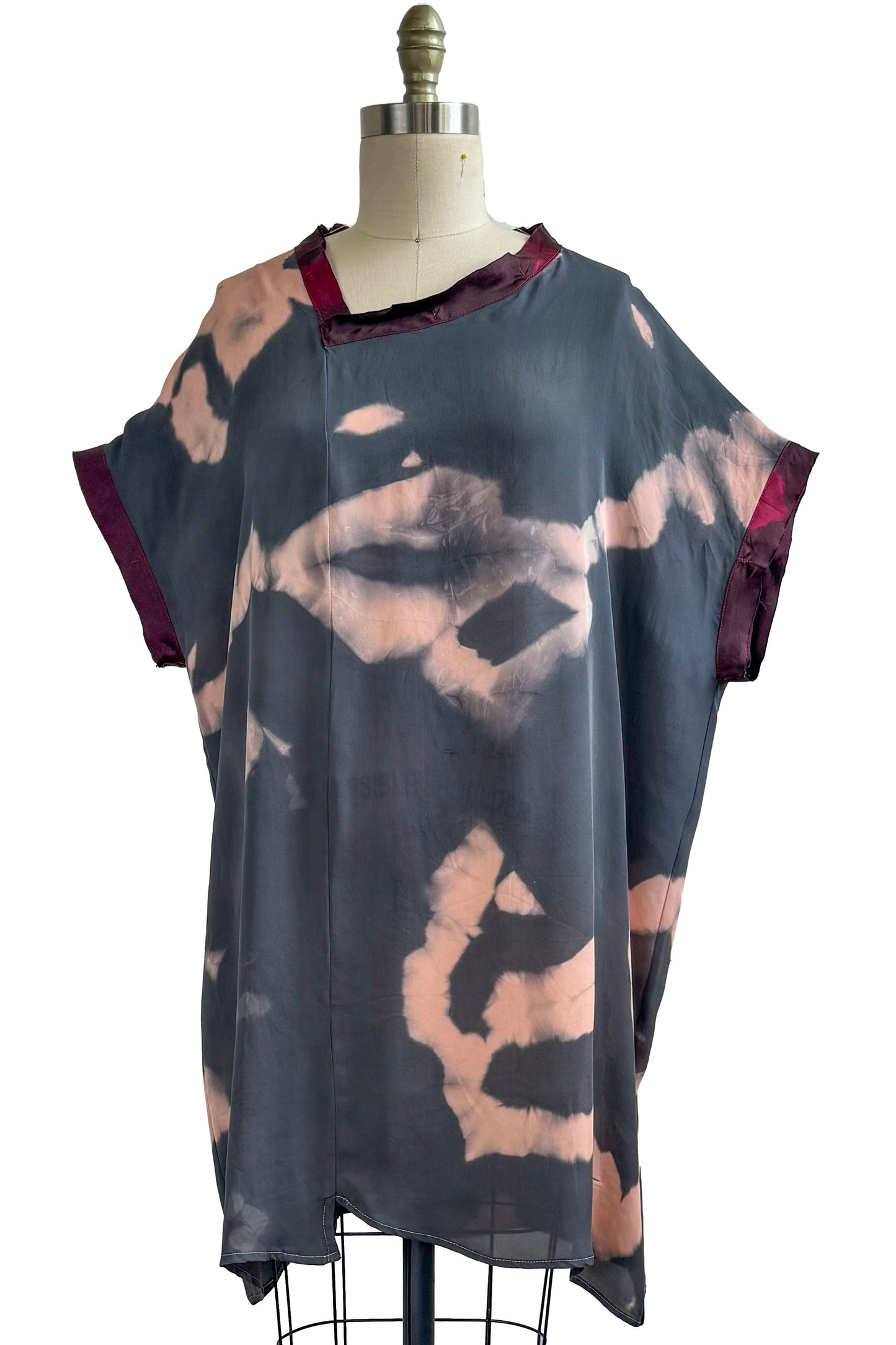 Petra Tunic | Silk Georgette | Itajime Dye | Charcoal Navy & Light Pink | Medium