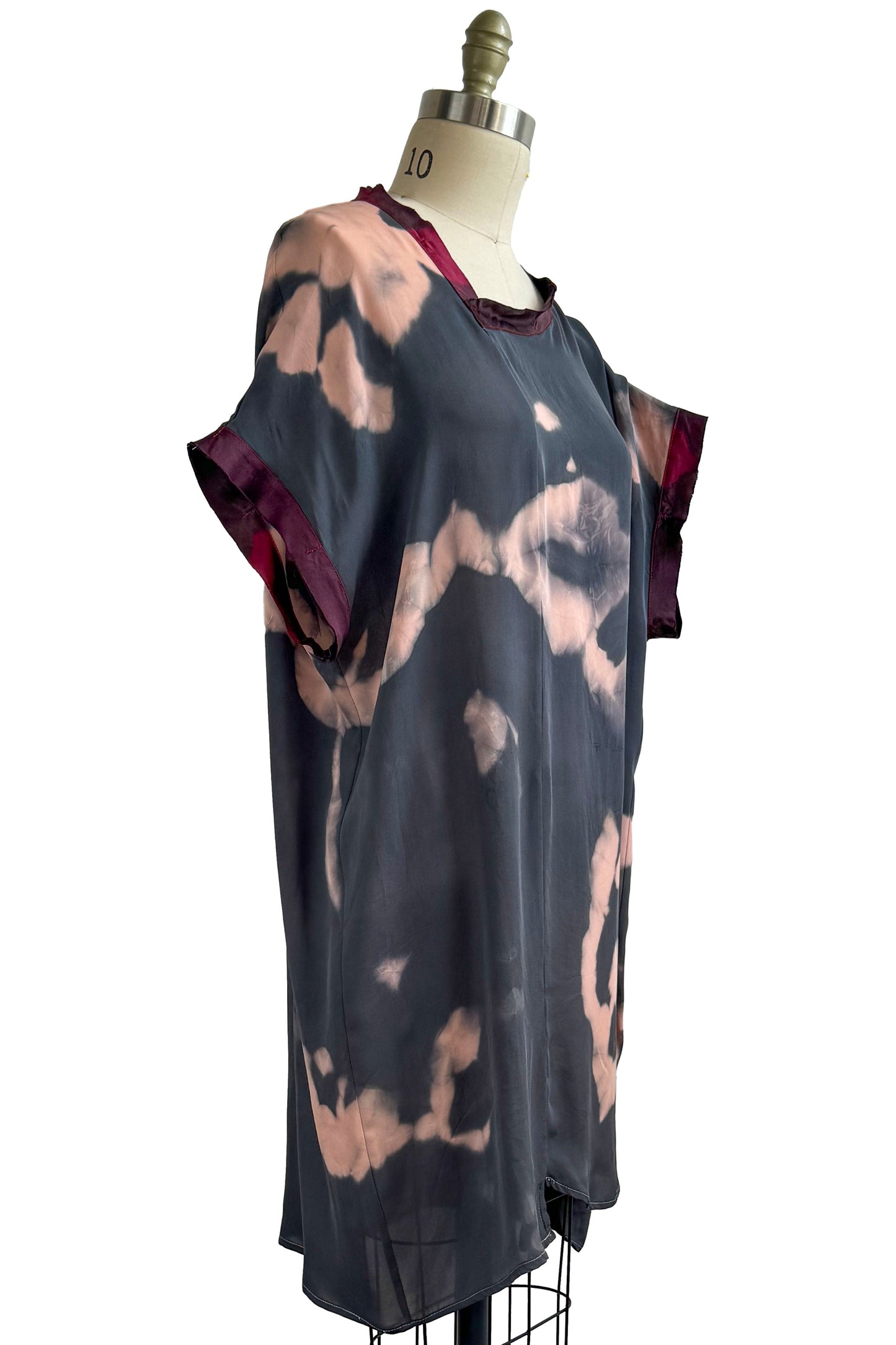 Petra Tunic | Silk Georgette | Itajime Dye | Charcoal Navy & Light Pink | Medium