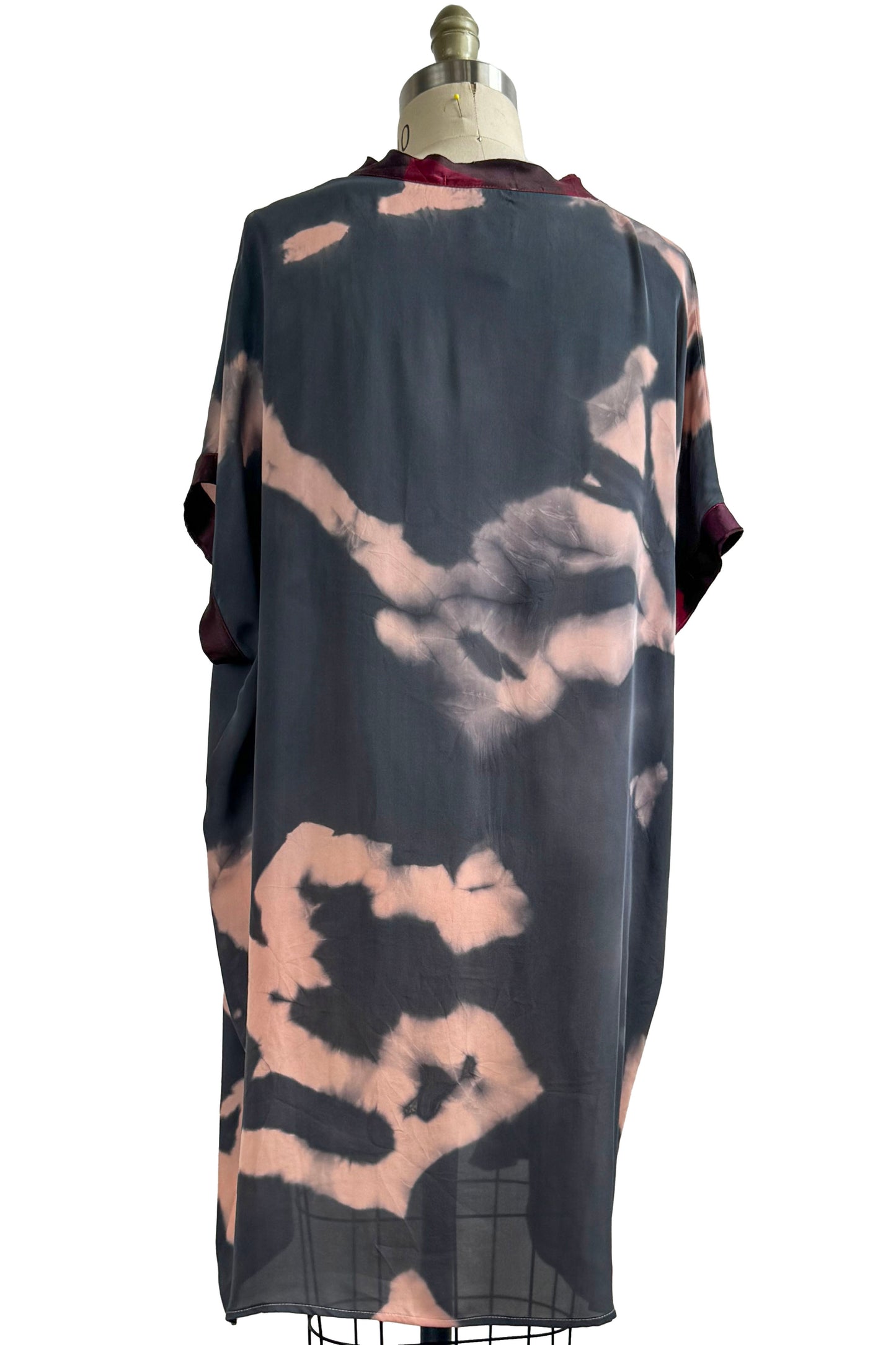Petra Tunic | Silk Georgette | Itajime Dye | Charcoal Navy & Light Pink | Medium