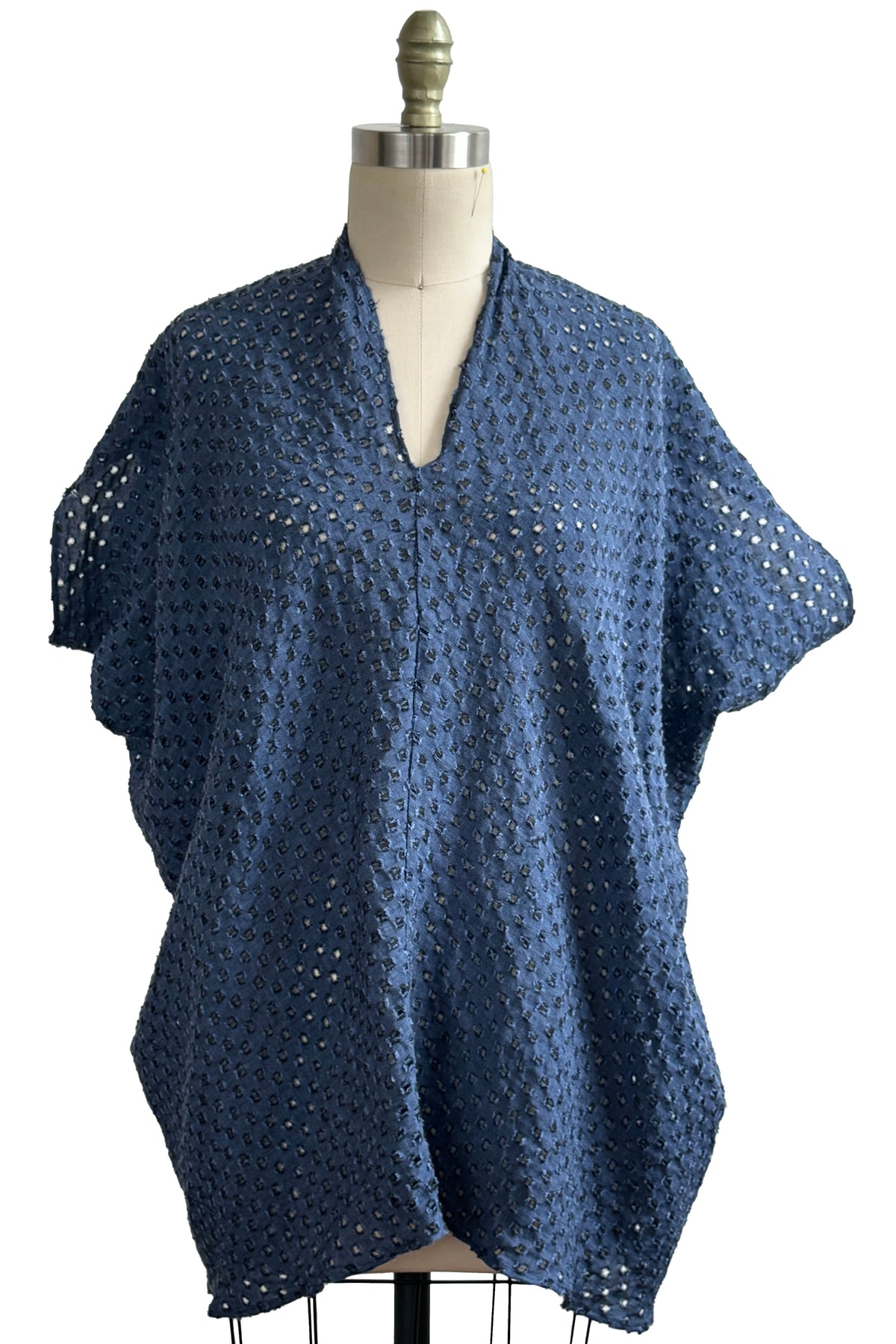 Origami Top | Die Cut Cotton | Indigo Dyed | Small