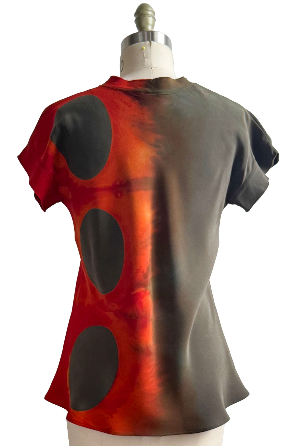 Anne-Marie Bias Top | Silk Georgette | Itajime  Dyed | Orange & Grey | Medium