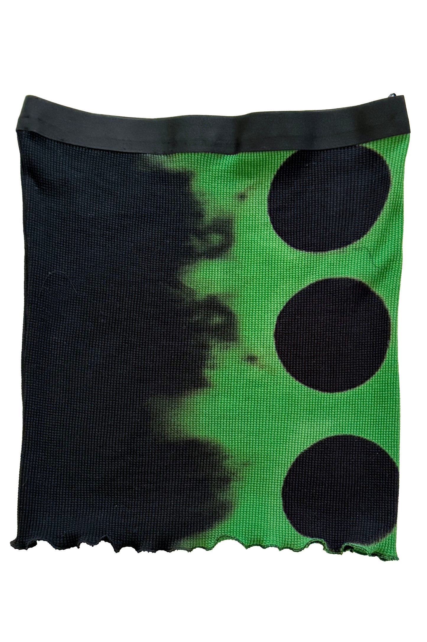 Tube Skirt | Organic Waffle Stretch Cotton | Itajimie Circle Dye | Green & Black | Large