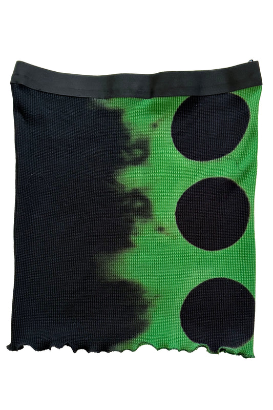 Tube Skirt | Organic Waffle Stretch Cotton | Itajimie Circle Dye | Green & Black | Large
