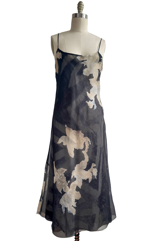Kappa Reversible Dress | Silk Organza | Azalea Print | Black, Grey & Natural | Medium
