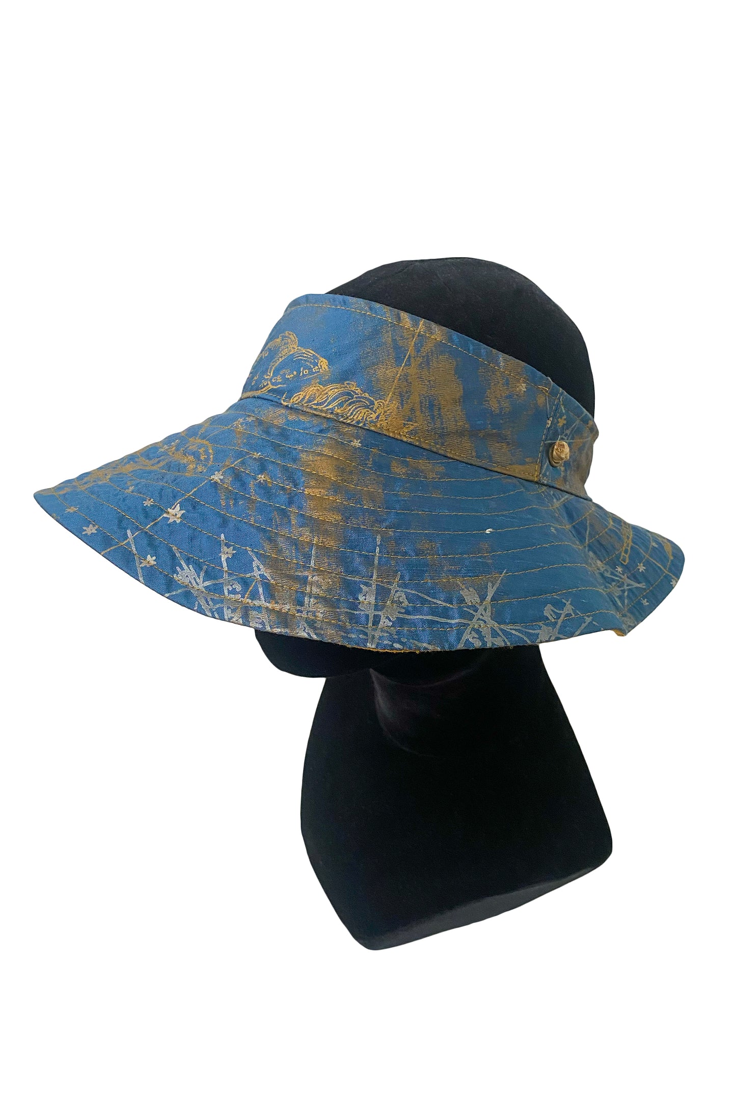 Rimini Visor | Silk Taffeta | Celestial Print | Blue & Gold