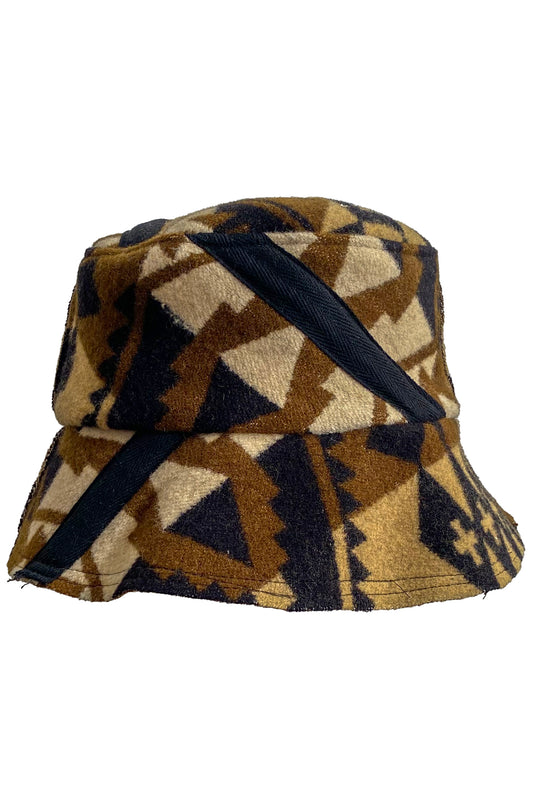 Bucket Hat from Blanket Wool - Black, Brown, and Sand #10 - Medium