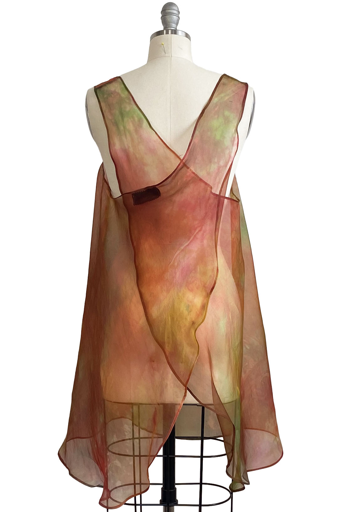 Apron Dress | Silk Organza | Painted Dye - Pink, Green & Orange