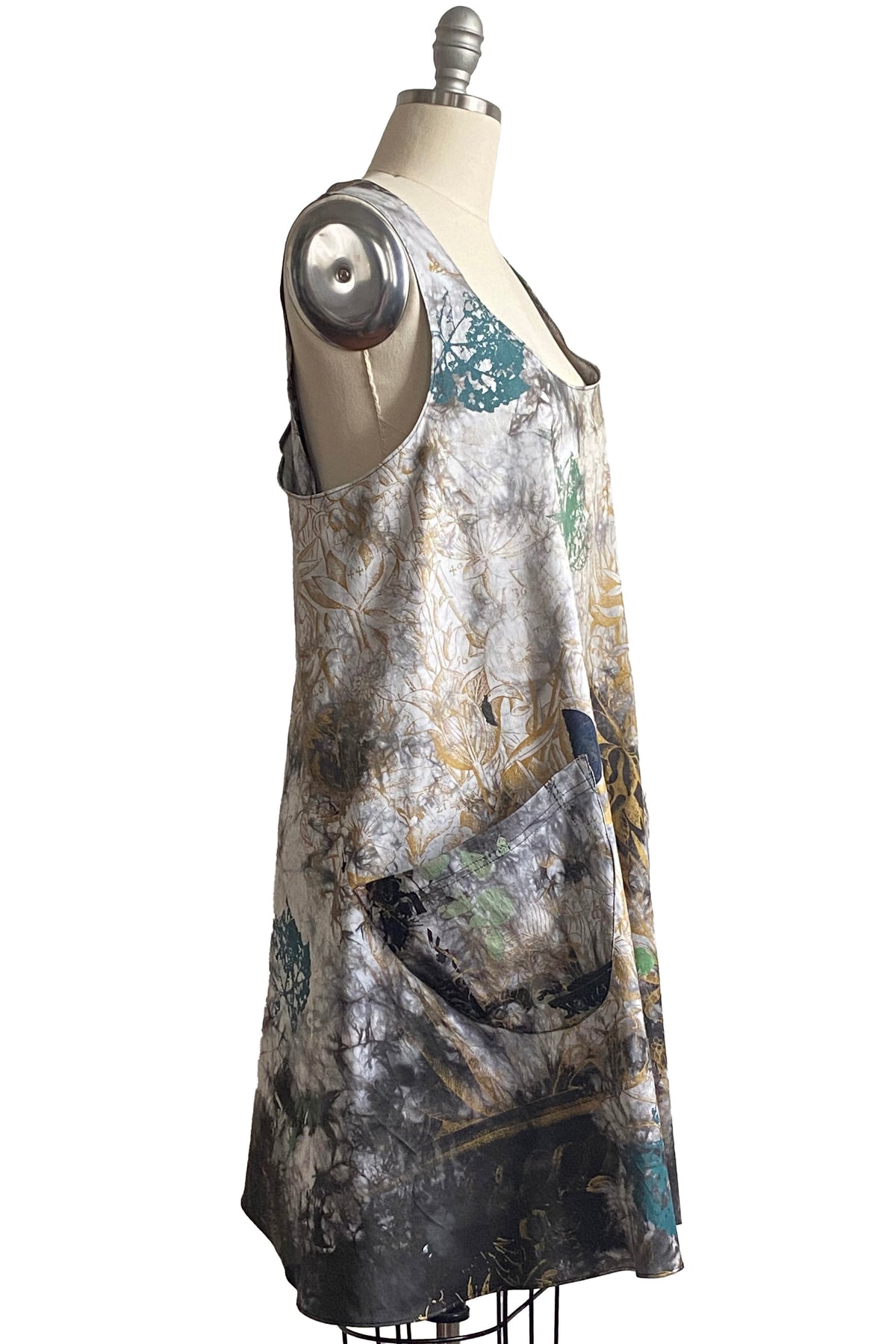 Apron Dress | Cotton | Chaos Print - Grey