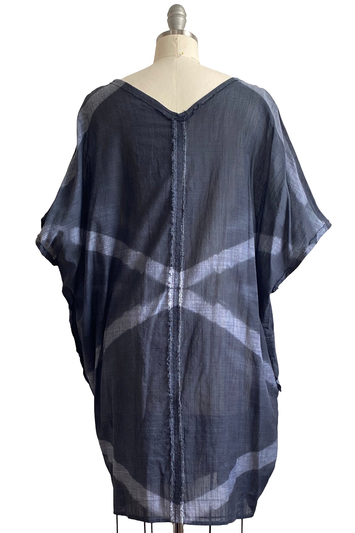 Kaftan Tunic Top | Linen | Itajime Dye | Grey & White