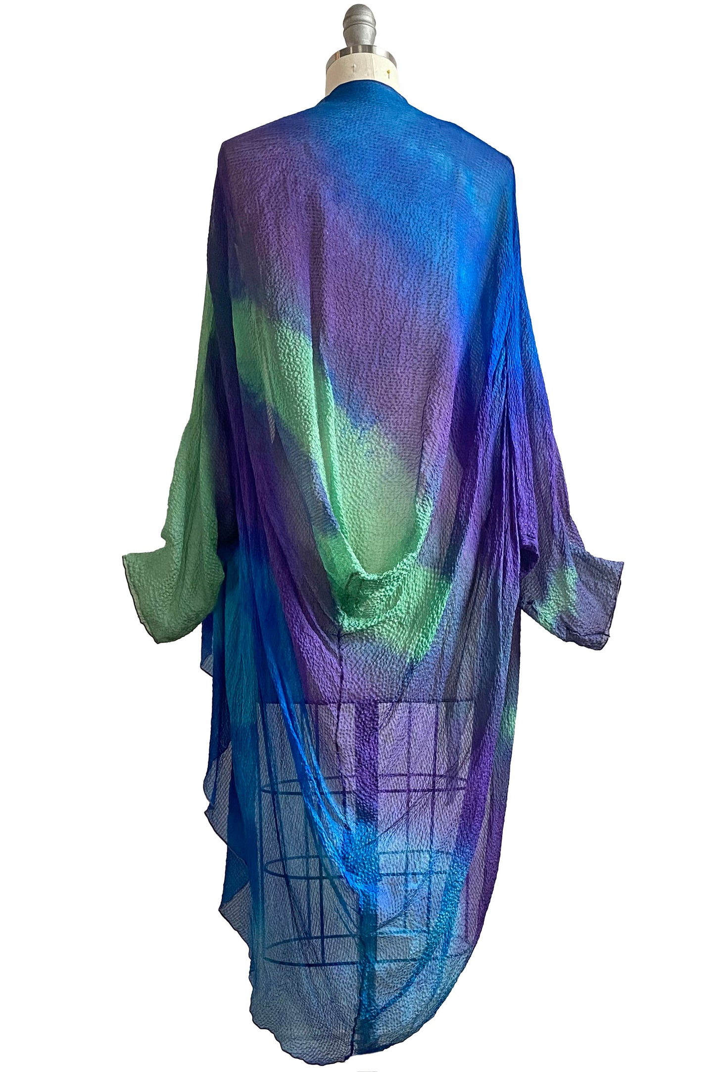 Saint Tropez Cocoon | Waffle Textured Silk | Tie Dye | Purple, Blue & Green
