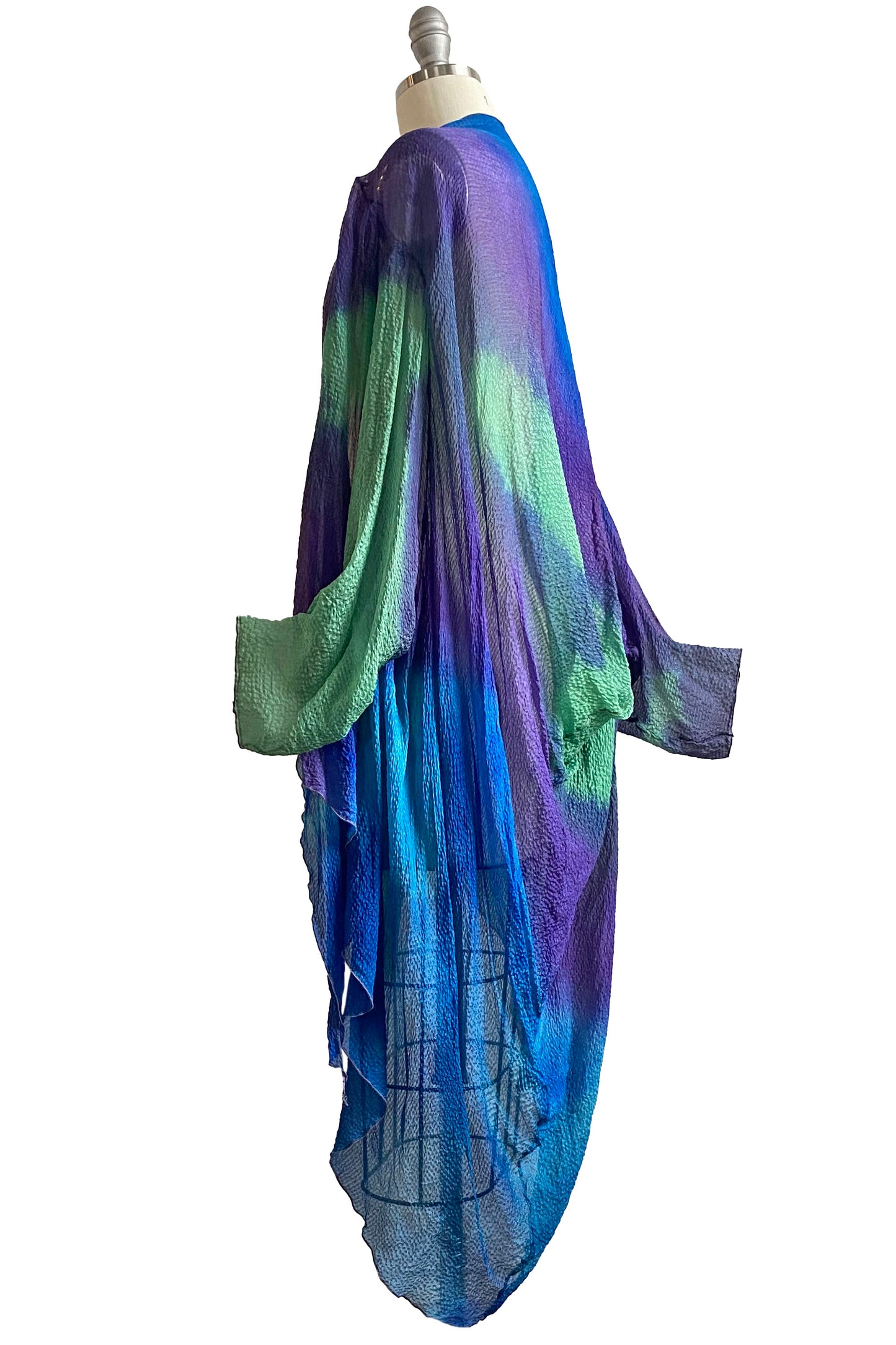 Saint Tropez Cocoon | Waffle Textured Silk | Tie Dye | Purple, Blue & Green