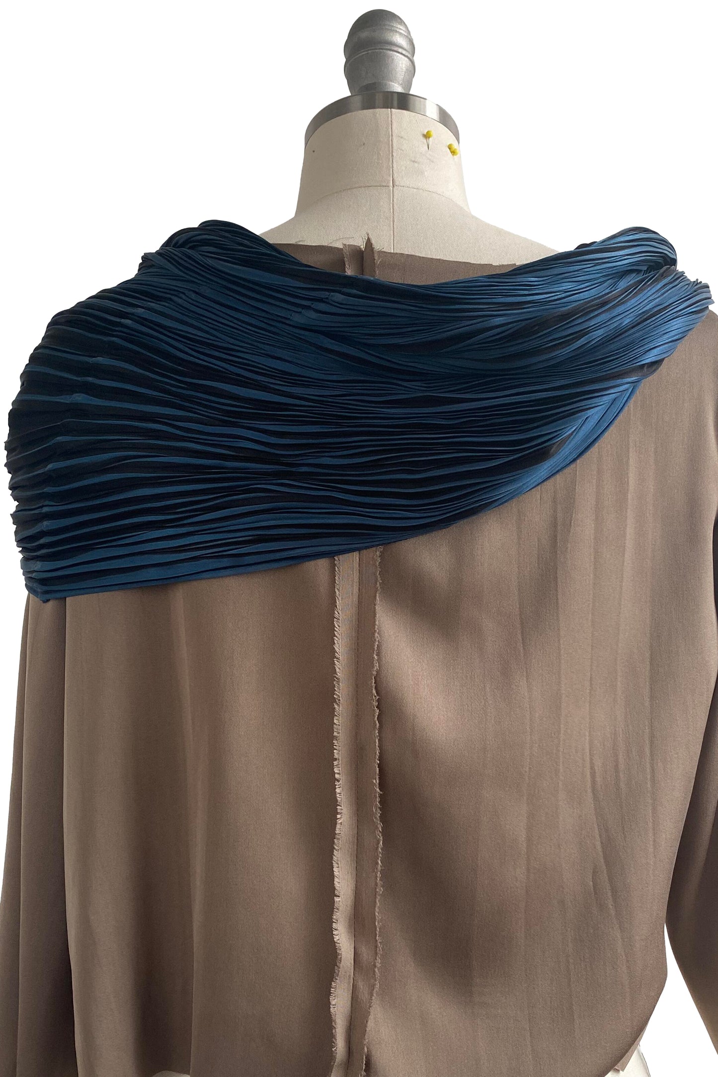 Shibori Pleated Silk Cowl | Blue & Black