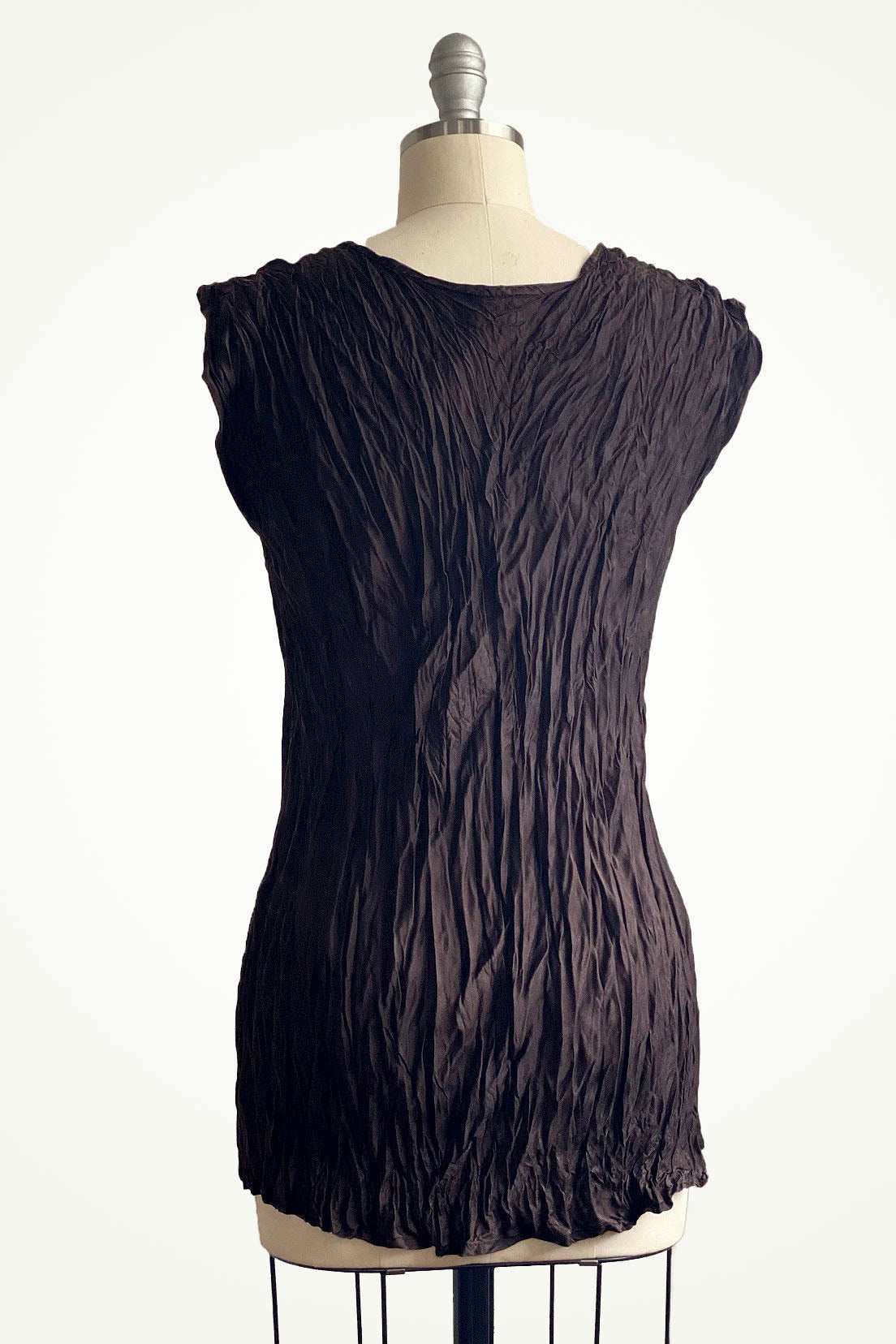 Crinkle Cap Sleeve Tunic - Dark Mahogany - Small