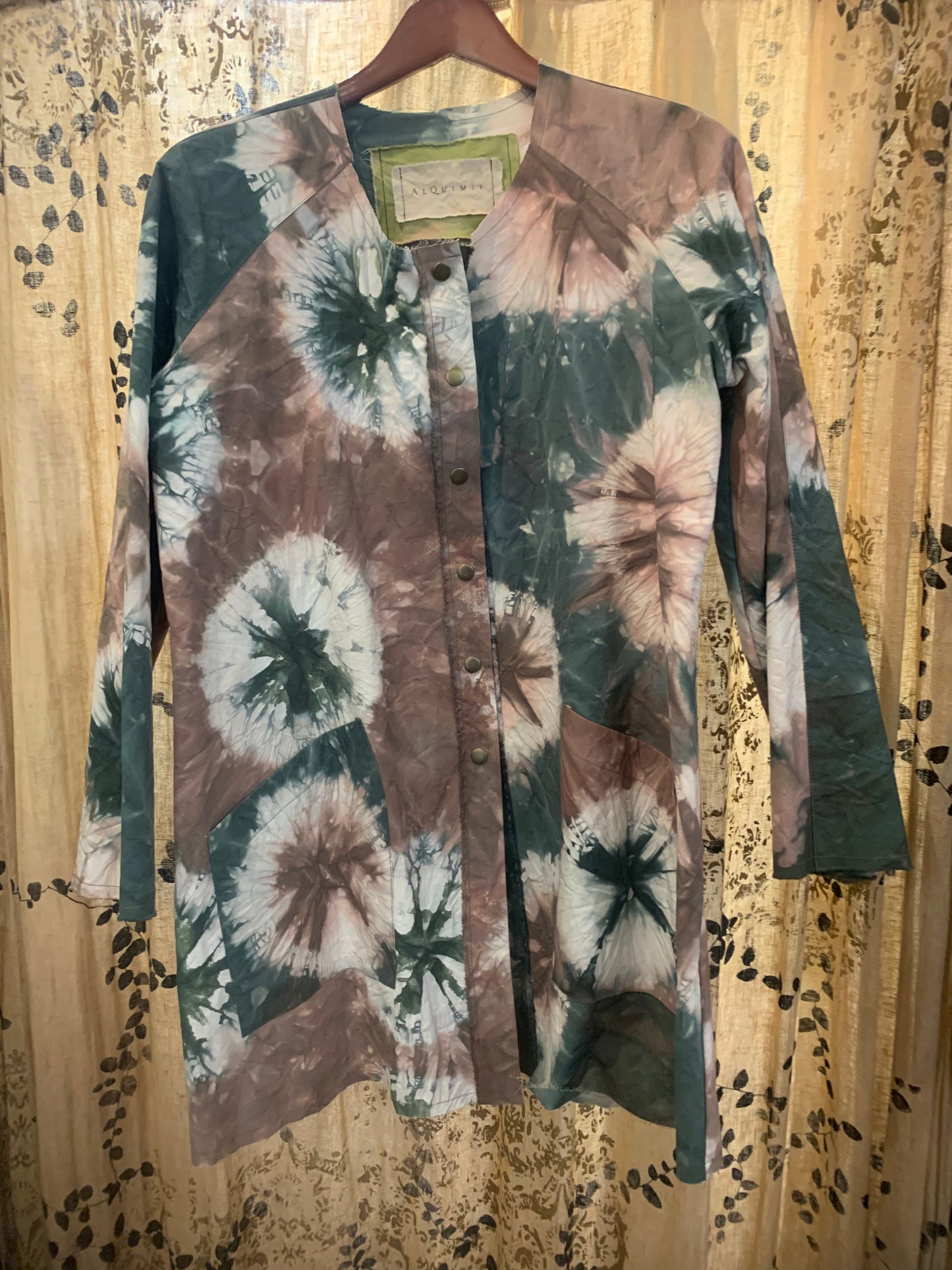 Juno Coat in Tan/Green Tie Dye- Small