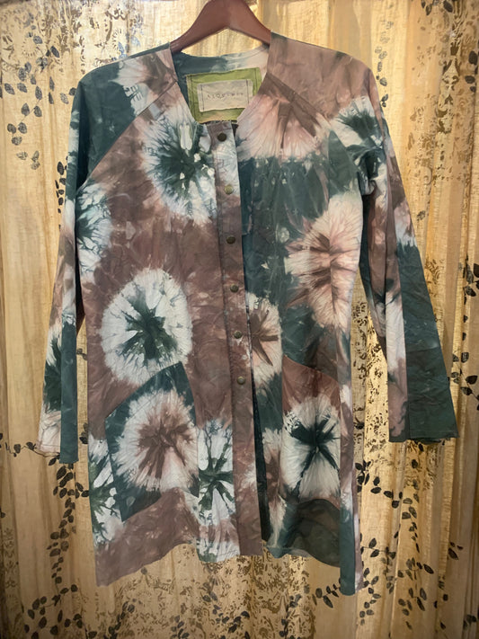 Juno Coat in Tan/Green Tie Dye- Small