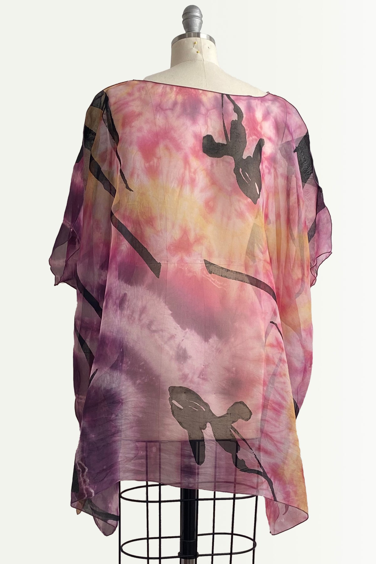 Deb Tunic | Silk Organza | Tulip Print & Tie Dye | Pink, Yellow & Black