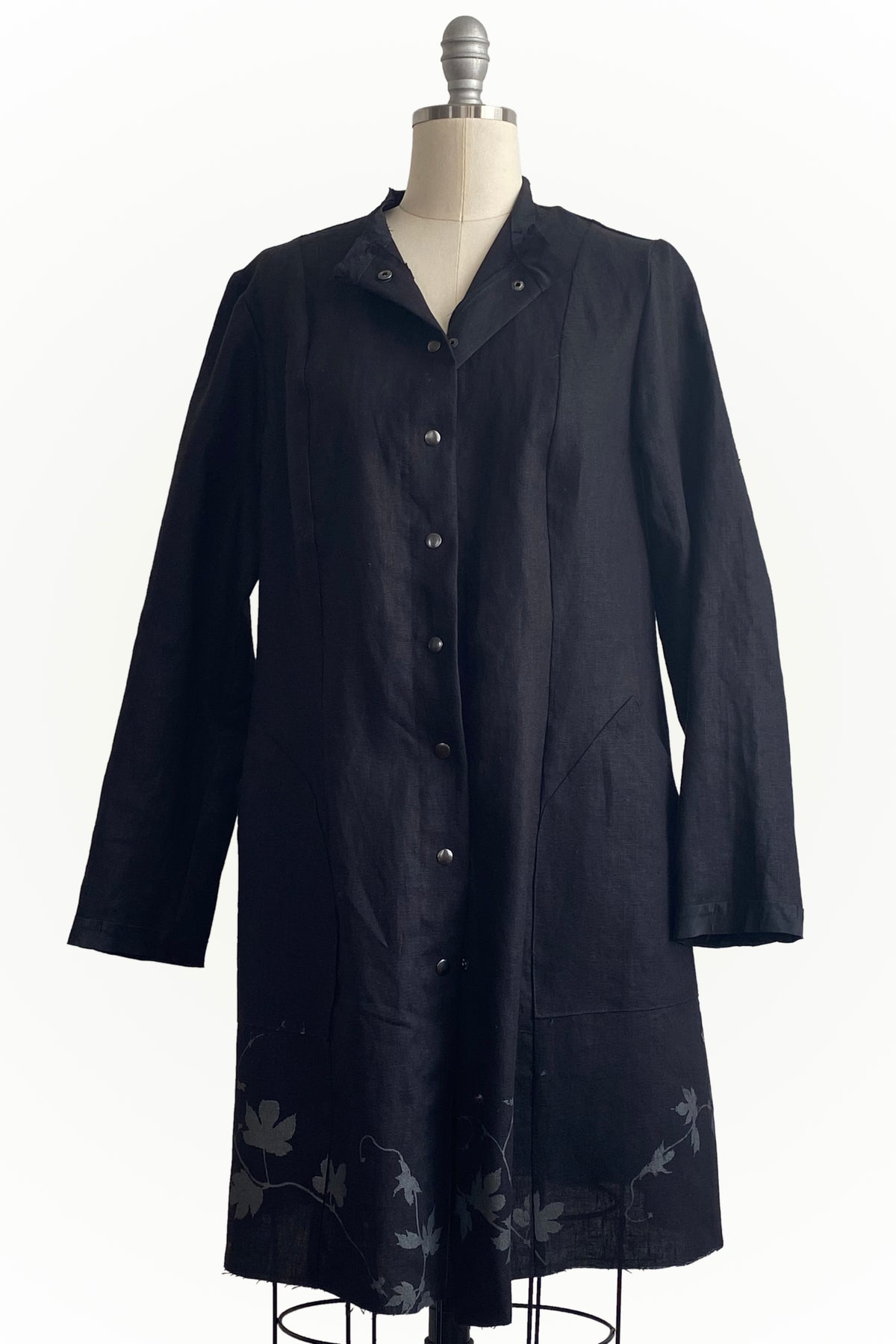 Hampton Coat | Linen | Vines Print | Black | Small