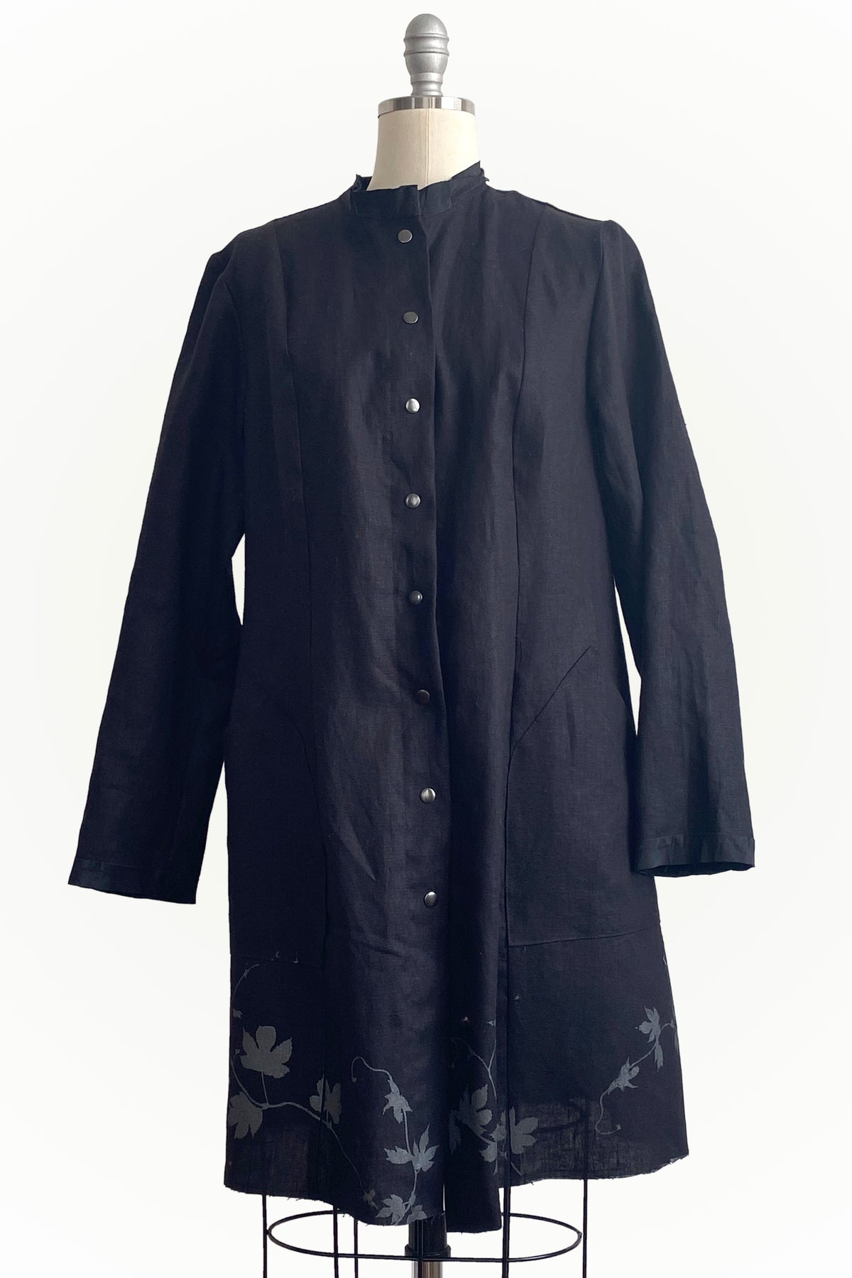 Hampton Coat | Linen | Vines Print | Black | Small