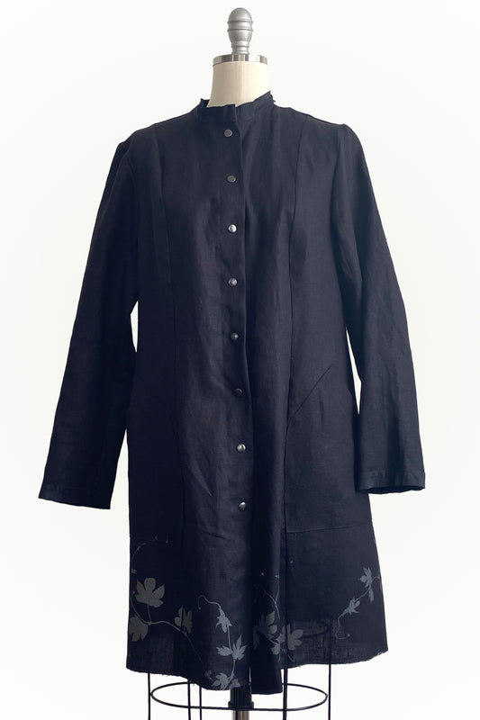 Hampton Coat | Linen | Vines Print | Black | Small