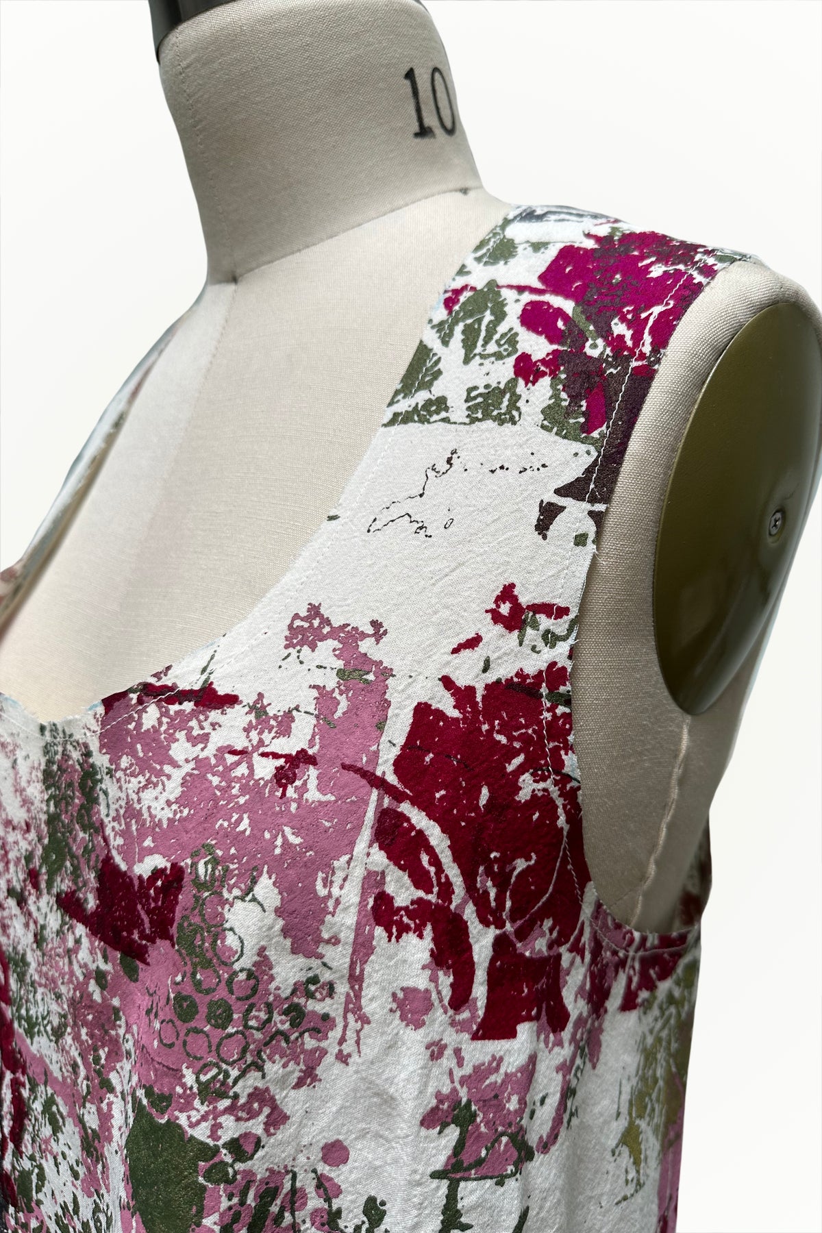 Apron Dress | Cotton | Chaos Print - White, Black & Berry